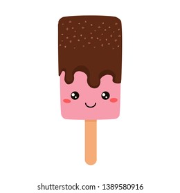 Ice cream cone doodle in bright cartoon style on a white background. Vector illusrtation.