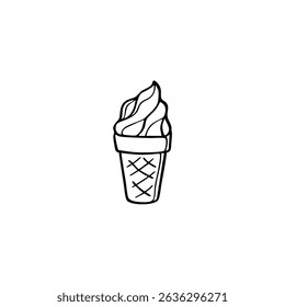 ICE CREAM CONE DOODLE HAND DRAWN VECTOR