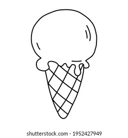 Ice cream cone doodle sketch vector illustration