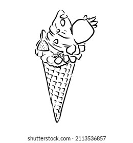 ice cream cone doodle ice cream vector