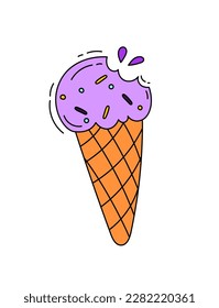 Doodle de crema de helado Dibujo de color del vector aislado en blanco