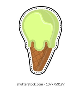 Ice cream cone dotted sitcker. Vector illustration design