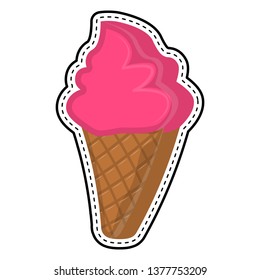 Ice cream cone dotted sitcker. Vector illustration design