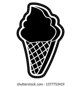 Ice cream cone dotted sitcker. Vector illustration design