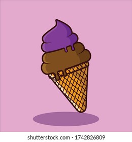 ice cream cone double flavor grape and chocolate