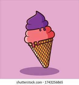 ice cream cone double flavor grape and guava