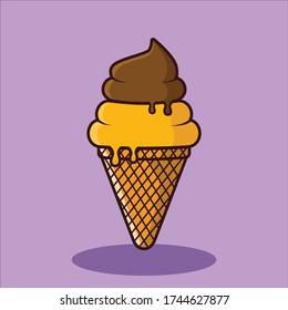 ice cream cone double flavor chocolate and orange