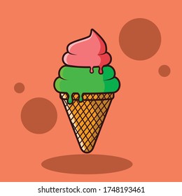ice cream cone double flavor guava and melon