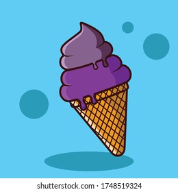 ice cream cone double flavor blueberry and grape