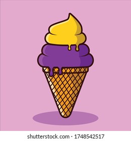 ice cream cone double flavor pineapple and grape