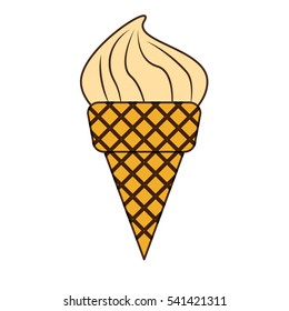 ice cream cone fast food related icon image vector illustration design 