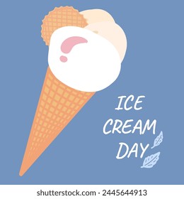 Ice cream cone flat design ice cream day