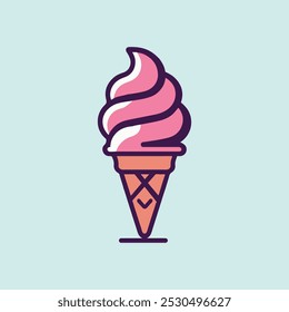 Cono de helado Icono de postre de diseño plano, derretir el cono de helado, postres fríos