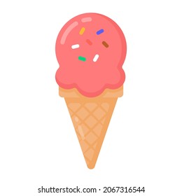 An ice cream cone flat icon, a yummy dessert