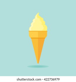 Ice cream cone flat icon. Vector illustration.