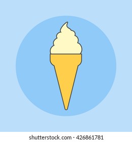 Ice cream cone flat line icon. Vector illustration.
