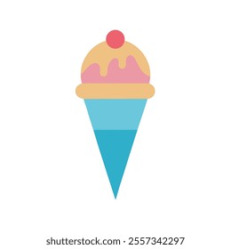 Ice Cream Cone Flat On White Background vector