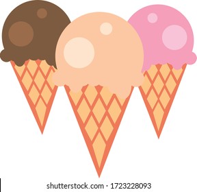 Ice Cream Cone in flat style. Vector Illustration