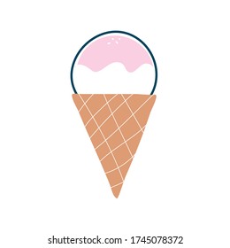 Ice crema de cono plano diseño de iconos, tema dulce y postre Ilustración vectorial