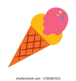 Ice cream cone flat style icon design, Sweet and dessert theme Vector illustration