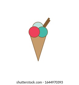 Icono de vector plano de helado aislado en fondo blanco.