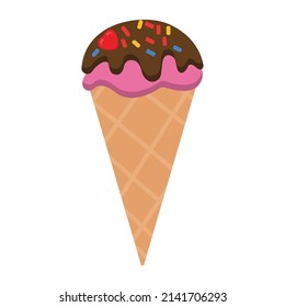 Ice cream cone Flat vector icon which can easily modify or edit 