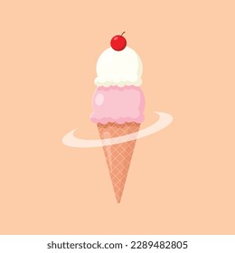 Eis Creme Cone Flat Vectordesign