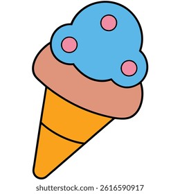 Ice Cream Cone flat vector illustration white background