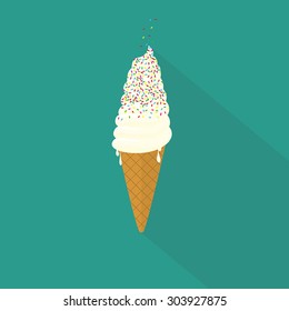Ice Cream Cone Flat Vector