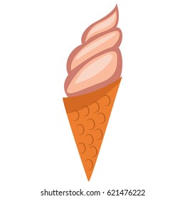 Ice cream cone flat vector icon. Cartoon illustration isolated on a white background.