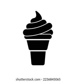 Ice cream cone for food or desserts in black solid style