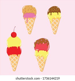 Ice cream cone  frozen summer food vector