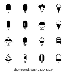 ice cream, ice cream cone, gelato icon set. simple ice milk, sundae solid outline icon sign concept. 