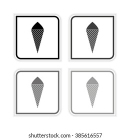 Ice cream cone -  grayscale vector icon