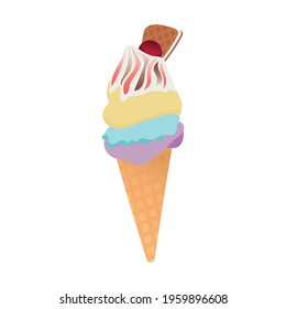 Ice cream cone, great design for any purposes. Set collection. Vector set. Sweet set. Vector background. Vector design.