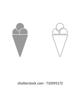 Ice cream cone grey set icon .