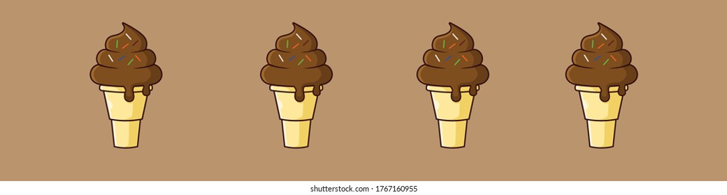 ice cream cone group chocolate with sprinkle
