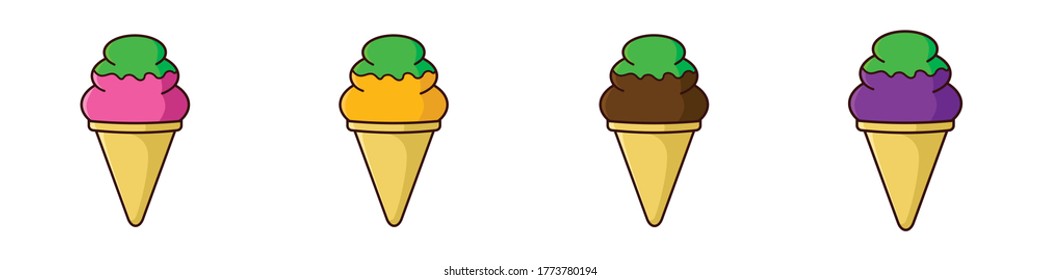 ice cream cone group double flavor 