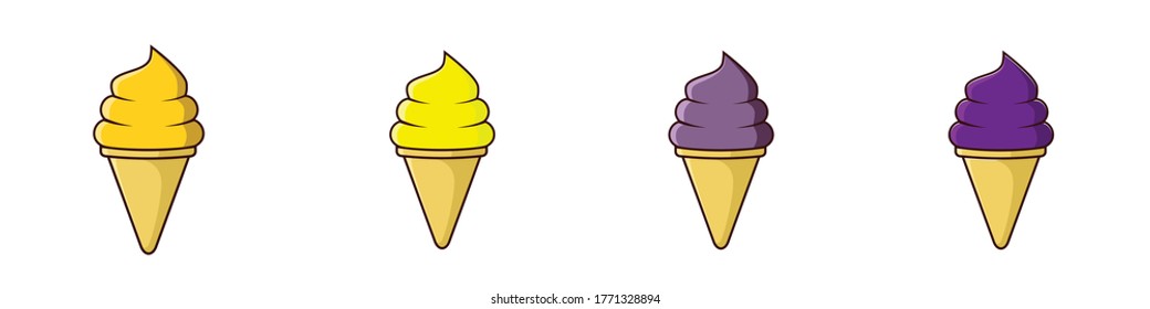 ice cream cone group pineapple, banana, blueberry, and grape