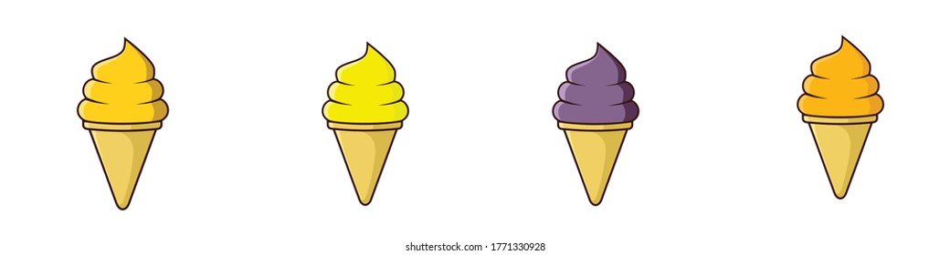 ice cream cone group pineapple, banana, blueberry, and orange