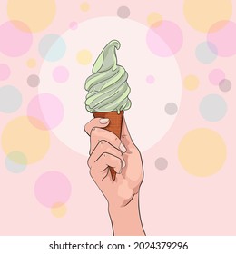 ice cream cone in hand