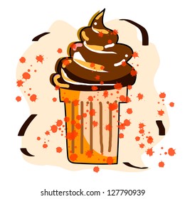 ice cream cone hand drawing vector illustration