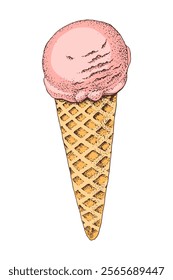 Ice cream cone hand drawn vector illustration
