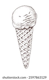 Ice cream cone hand drawn vector illustration