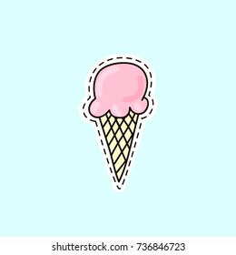 Ice cream cone hand-drawn sticker