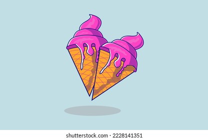 ice cream cone with heart