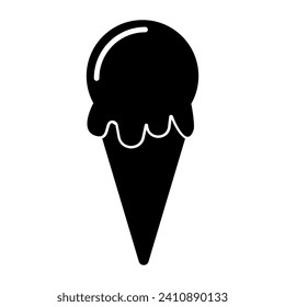 Ice cream cone with icing line icon. Sweetness, heat, dessert, plumbeer, milk, summer, ice. Vector icon for business and advertising