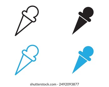 ice cream cone icon black and white vector outline sign