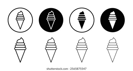 ice cream cone icon Black and white outline vector