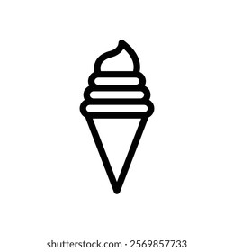 ice cream cone icon Black and white outline vector